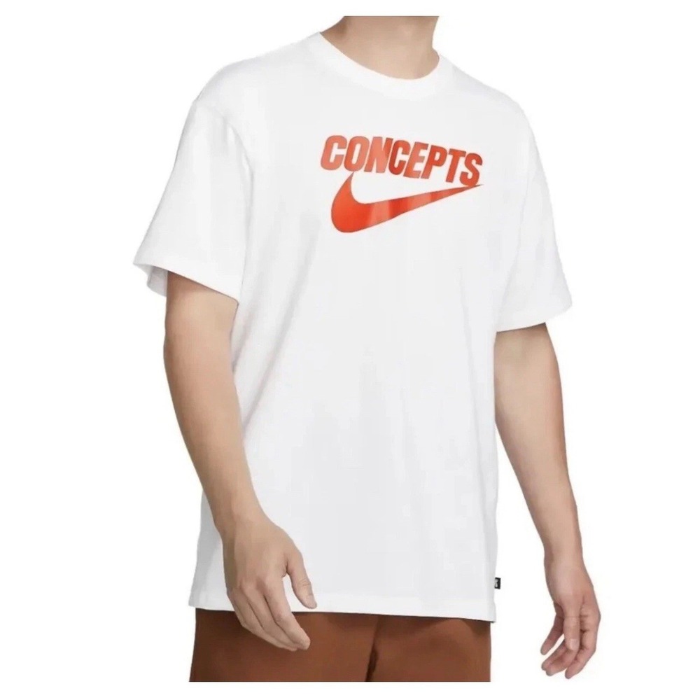 Concepts x Nike SB Skate White Tee DR0642-010 Size S NEW W/Tags Orange Lobster
